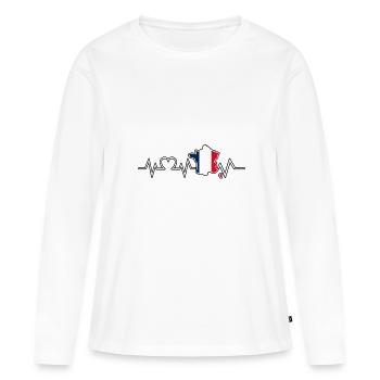 Français Français France - T-shirt manches longues Premium bio Femme - blanc - Devant - Julia (174cm)