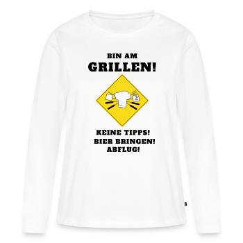 Barbecue Grillmeister Barbecue Roi Cadeau - T-shirt manches longues Premium bio Femme - blanc - Devant - Julia (174cm)