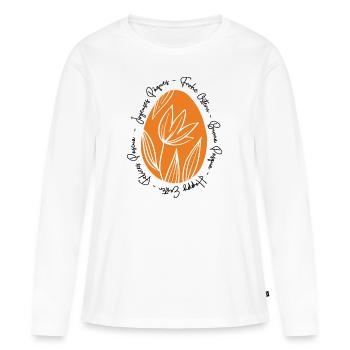 Osterei Happy Easter Frohe Ostern Ostergeschenk - Frauen Premium Bio Langarmshirt - Weiß - Vorne - Julia (174cm)