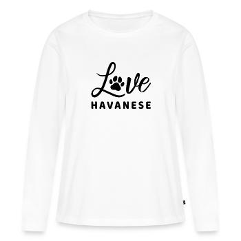 Amour bichon havanais disant femme cadeau havanais - T-shirt manches longues Premium bio Femme - blanc - Devant - Julia (174cm)