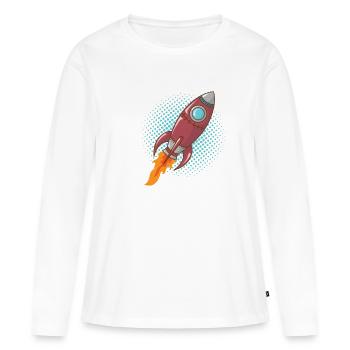 Comic Rocket Spaceship Spacecraft Missile - T-shirt manches longues Premium bio Femme - blanc - Devant - Julia (174cm)