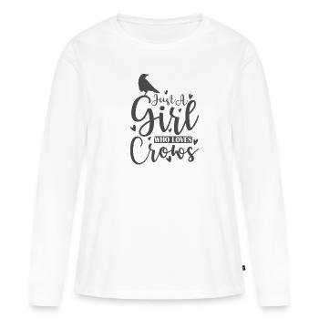Juste une fille qui aime Crows Raven Crow - T-shirt manches longues Premium bio Femme - blanc - Devant - Julia (174cm)