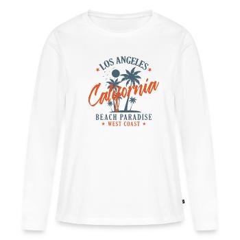 Los Angeles California Beach Paradise Côte Ouest - T-shirt manches longues Premium bio Femme - blanc - Devant - Julia (174cm)