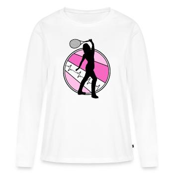 Tennisgirl Matchball Racket "ms. tennis" - Women's Premium Organic Long Sleeve Shirt - white - Front - Julia (174cm)