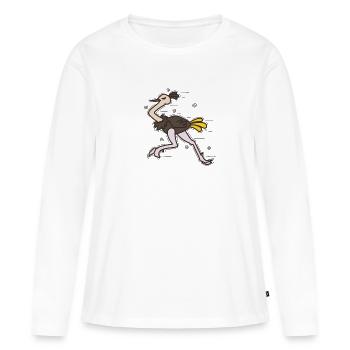 Strauß rennt Laufvogel Savanne - Frauen Premium Bio Langarmshirt - Weiß - Vorne - Julia (174cm)