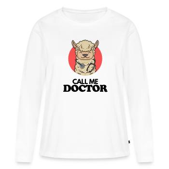 Thèse de doctorat Doctorat Doctorat Doctorat - T-shirt manches longues Premium bio Femme - blanc - Devant - Julia (174cm)