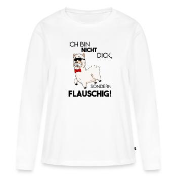 Alpaka - Ich bin nicht dick - Frauen Premium Bio Langarmshirt - Weiß - Vorne - Julia (174cm)