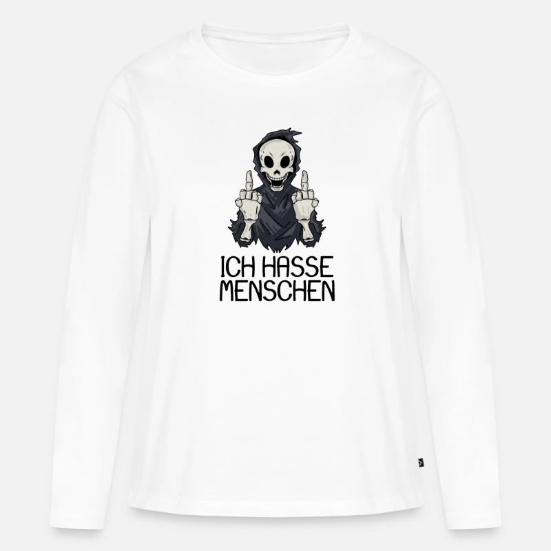 Ich hasse Menschen - Frauen Premium Bio Langarmshirt - Weiß
