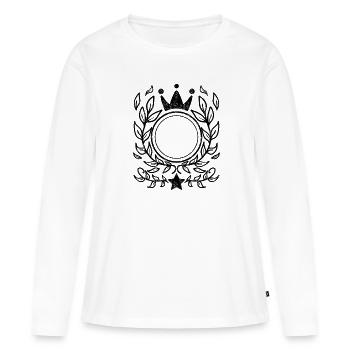 Ornement avec couronne - T-shirt manches longues Premium bio Femme - blanc - Devant - Julia (174cm)