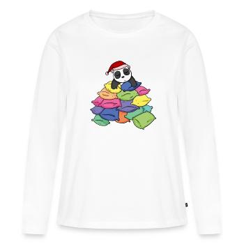 Panda et oreillers - T-shirt manches longues Premium bio Femme - blanc - Devant - Julia (174cm)