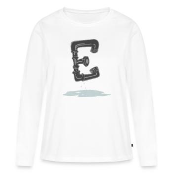 Tube E - T-shirt manches longues Premium bio Femme - blanc - Devant - Julia (174cm)