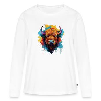 Bison - T-shirt manches longues Premium bio Femme - blanc - Devant - Julia (174cm)