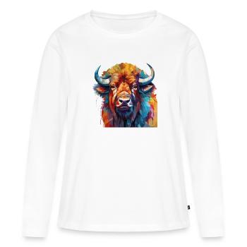 Bison - T-shirt manches longues Premium bio Femme - blanc - Devant - Julia (174cm)
