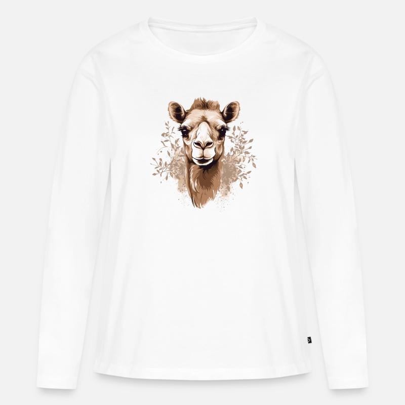 Kamel Kamelkopf - Frauen Premium Bio Langarmshirt - Weiß