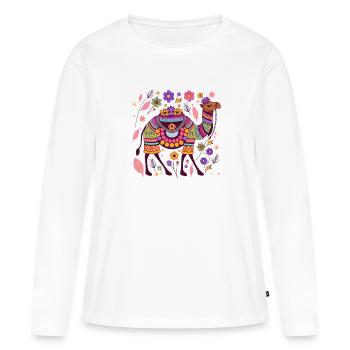 Kamel - Frauen Premium Bio Langarmshirt - Weiß - Vorne - Julia (174cm)