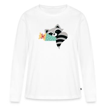 Écolier raton laveur - T-shirt manches longues Premium bio Femme - blanc - Devant - Julia (174cm)