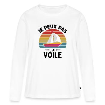 Je Peux Pas J'ai Voile - T-shirt manches longues Premium bio Femme - blanc - Devant - Julia (174cm)