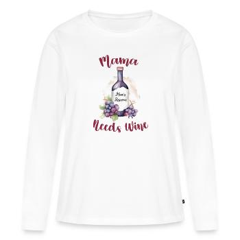 Maman a besoin de vin Fête des mères mignonne 2024 - T-shirt manches longues Premium bio Femme - blanc - Devant - Julia (174cm)