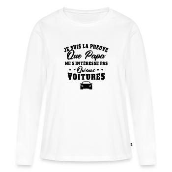 Je suis la preuve que papa t-shirt voiture - T-shirt manches longues Premium bio Femme - blanc - Devant - Julia (174cm)