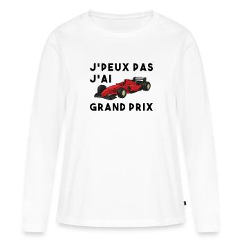 Je peux pas j ai grand prix - T-shirt manches longues Premium bio Femme - blanc - Devant - Julia (174cm)