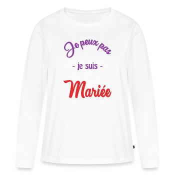 MARIEE. FUTURE MARIEE - T-shirt manches longues Premium bio Femme - blanc - Devant - Julia (174cm)