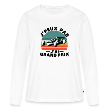 Ich kann nicht, ich habe einen tollen Preis - Frauen Premium Bio Langarmshirt - Weiß - Vorne - Julia (174cm)