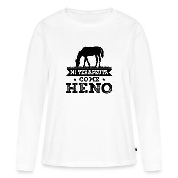 Mon thérapeute mange du foin - T-shirt manches longues Premium bio Femme - blanc - Devant - Julia (174cm)
