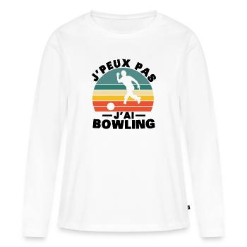 Ich kann nicht bowlen - Frauen Premium Bio Langarmshirt - Weiß - Vorne - Julia (174cm)