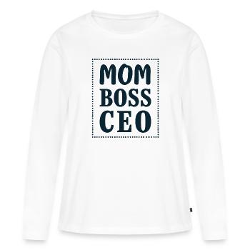 Mom CEO Mental de maman fort - T-shirt manches longues Premium bio Femme - blanc - Devant - Julia (174cm)