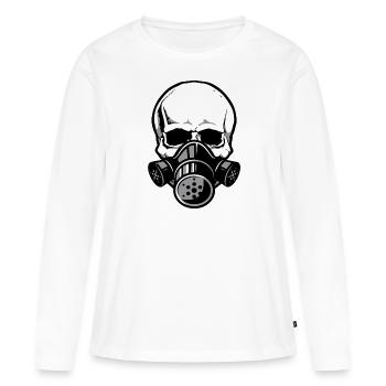 Crâne avec masque à gaz - T-shirt manches longues Premium bio Femme - blanc - Devant - Julia (174cm)