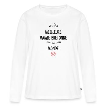 Bretagne - Meilleure mamie bretonne du monde #2 - T-shirt manches longues Premium bio Femme - blanc - Devant - Julia (174cm)
