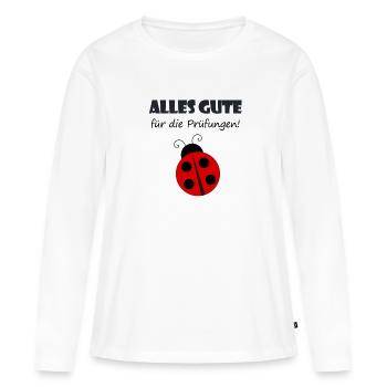 Examens de félicitations coccinelle - T-shirt manches longues Premium bio Femme - blanc - Devant - Julia (174cm)