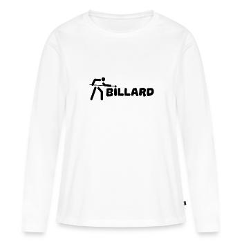 Billard Spieler mit 8Ball und Queue in Schwarz - Frauen Premium Bio Langarmshirt - Weiß - Vorne - Julia (174cm)