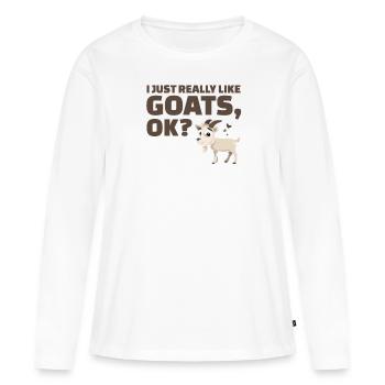 J'aime vraiment les chèvres, d'accord? - T-shirt manches longues Premium bio Femme - blanc - Devant - Julia (174cm)