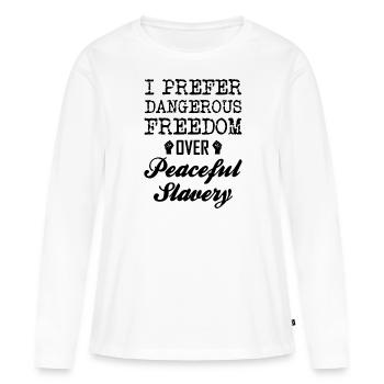 liberté - T-shirt manches longues Premium bio Femme - blanc - Devant - Julia (174cm)