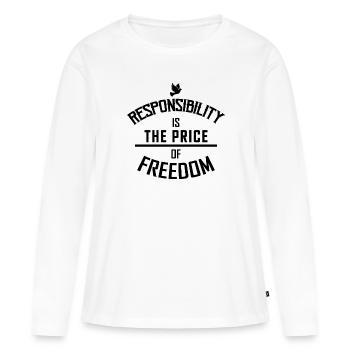 liberté - T-shirt manches longues Premium bio Femme - blanc - Devant - Julia (174cm)