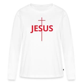 Jesus - Cross - Jesus - Christian - Women's Premium Organic Long Sleeve Shirt - white - Front - Julia (174cm)