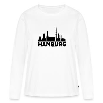 Hambourg - T-shirt manches longues Premium bio Femme - blanc - Devant - Julia (174cm)