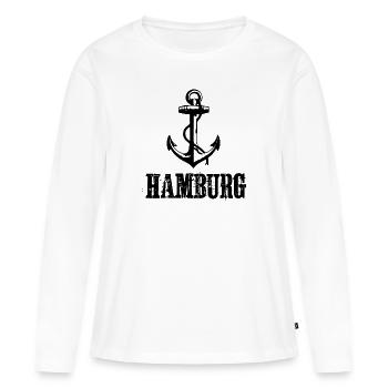 Hambourg - T-shirt manches longues Premium bio Femme - blanc - Devant - Julia (174cm)