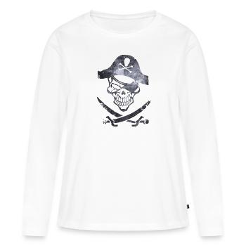 pirate - T-shirt manches longues Premium bio Femme - blanc - Devant - Julia (174cm)