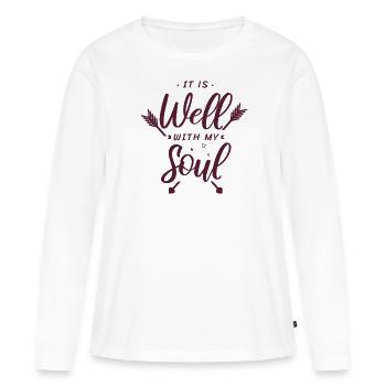 Seele - Christlich - Frauen Premium Bio Langarmshirt - Weiß - Vorne - Julia (174cm)