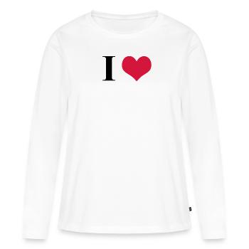 I love / I heart - T-shirt manches longues Premium bio Femme - blanc - Devant - Julia (174cm)