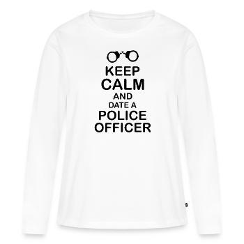 police - T-shirt manches longues Premium bio Femme - blanc - Devant - Julia (174cm)