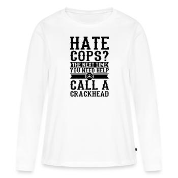 police - T-shirt manches longues Premium bio Femme - blanc - Devant - Julia (174cm)