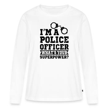 police - T-shirt manches longues Premium bio Femme - blanc - Devant - Julia (174cm)