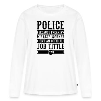 police - T-shirt manches longues Premium bio Femme - blanc - Devant - Julia (174cm)