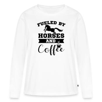 Cheval à cheval - T-shirt manches longues Premium bio Femme - blanc - Devant - Julia (174cm)