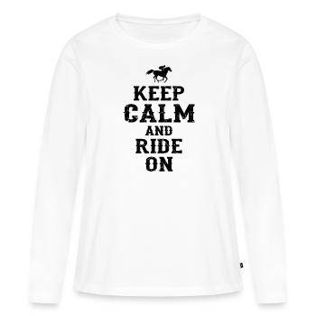 Cheval à cheval - T-shirt manches longues Premium bio Femme - blanc - Devant - Julia (174cm)