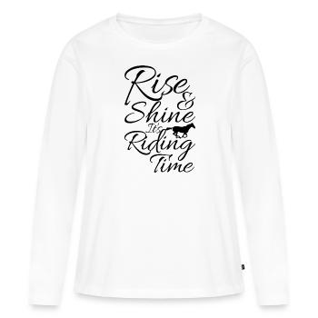 Cheval à cheval - T-shirt manches longues Premium bio Femme - blanc - Devant - Julia (174cm)