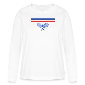 Tennis Retro Vintage 80er Jahre 70er Kult Geschenk - Frauen Premium Bio Langarmshirt - Weiß - Vorne - Julia (174cm)